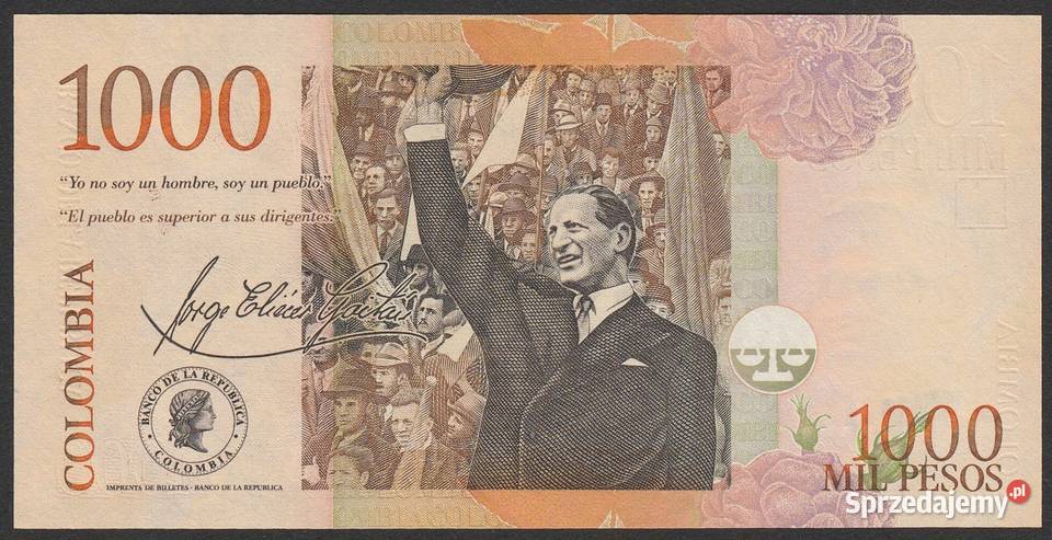 Kolumbia 1000 pesos 2003 stan bankowy UNC łódzkie Łódź