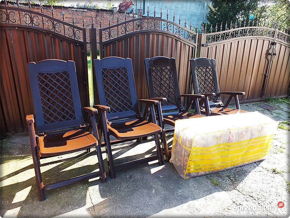 Komplet Krzesło Leżak ogrodowy składany Poduszki lubuskie sprzedam