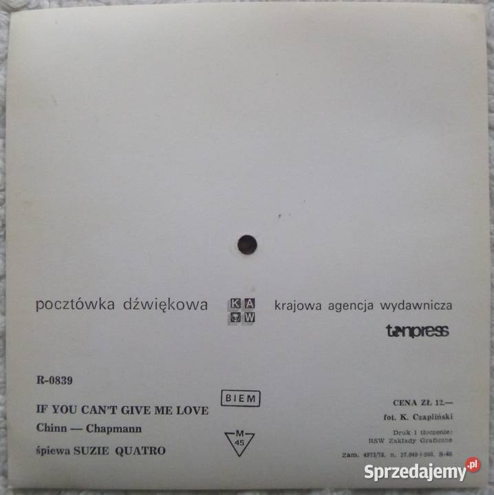 Pocztówka dźwiękowa 1978 S Quatro If you cant Warszawa