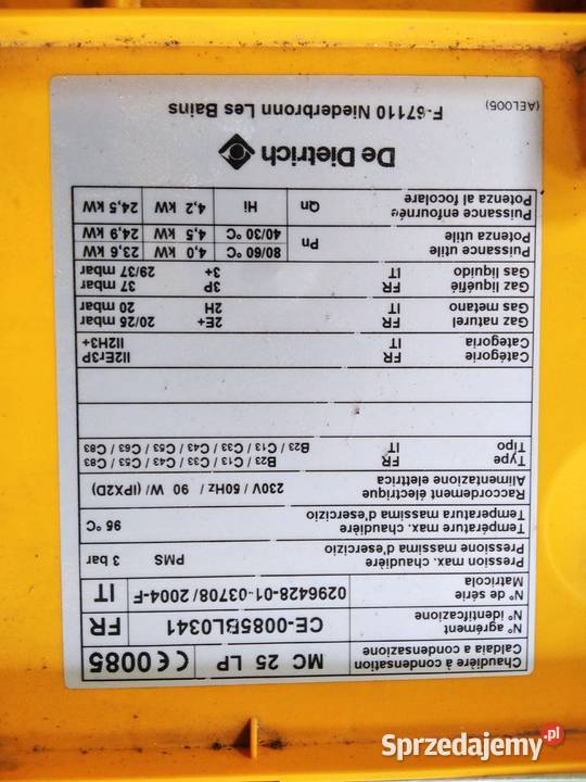 Kocioł gazowy De Dietrich MC 25 LP na części Kraków