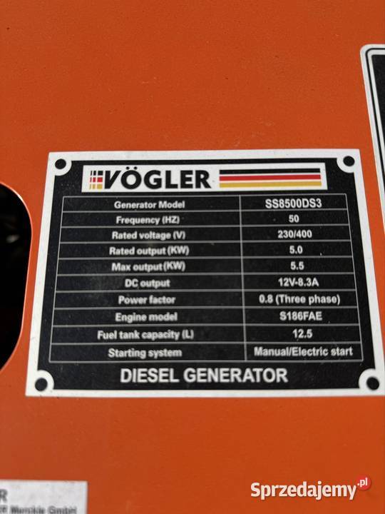 Agregat prądotwórczy Vogler 55kW diesel nowy