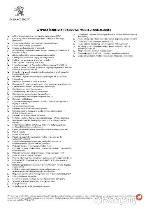 Peugeot 2008 ALURE reflektory ksenonowe Chodzież