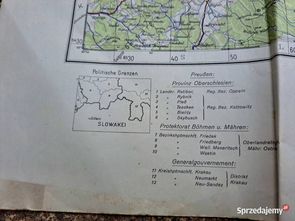Mapa wojsk niemieckich Polska Q50 Sillein 1944 Szklarska Poręba