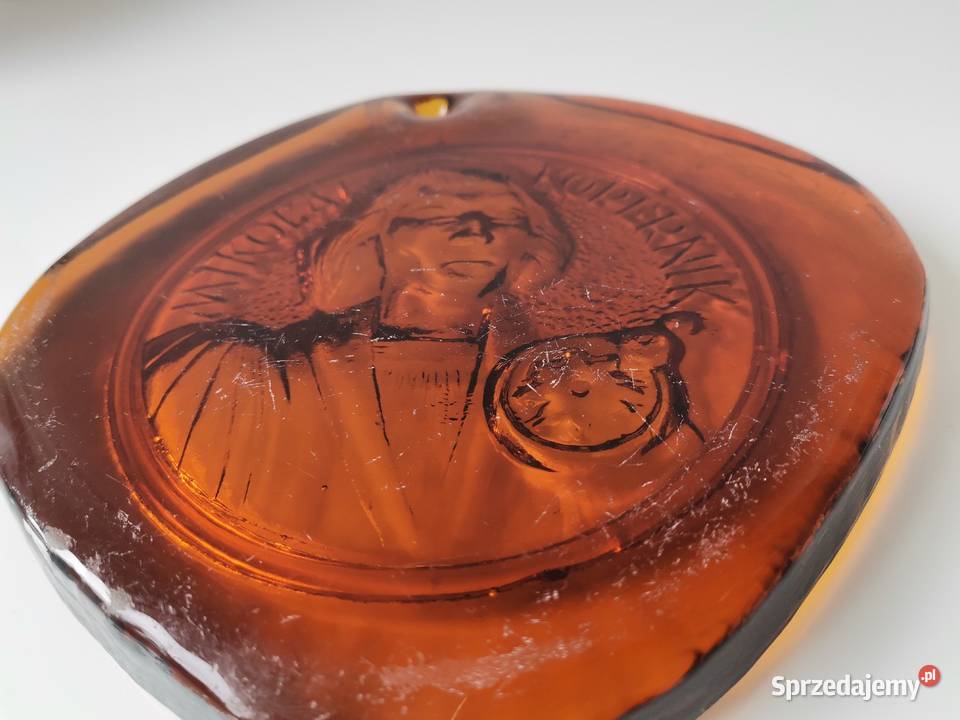 Stary szklany medalion klipa Mikołaj Kopernik Katowice sprzedam