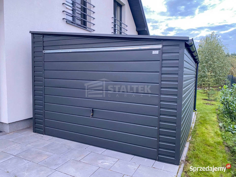 Garaz blaszany 4x5m brama uchylna dach spad w