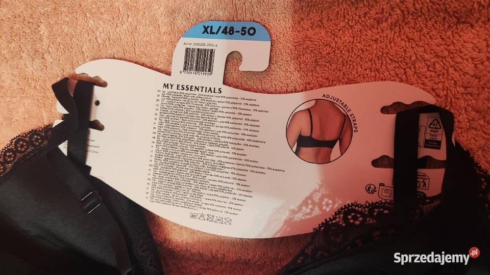 Czarny biustonosz z czarną koronką XL mazowieckie Piaseczno