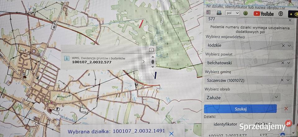 Działka leśna Szczerców Załuże 343m2 sprzedam