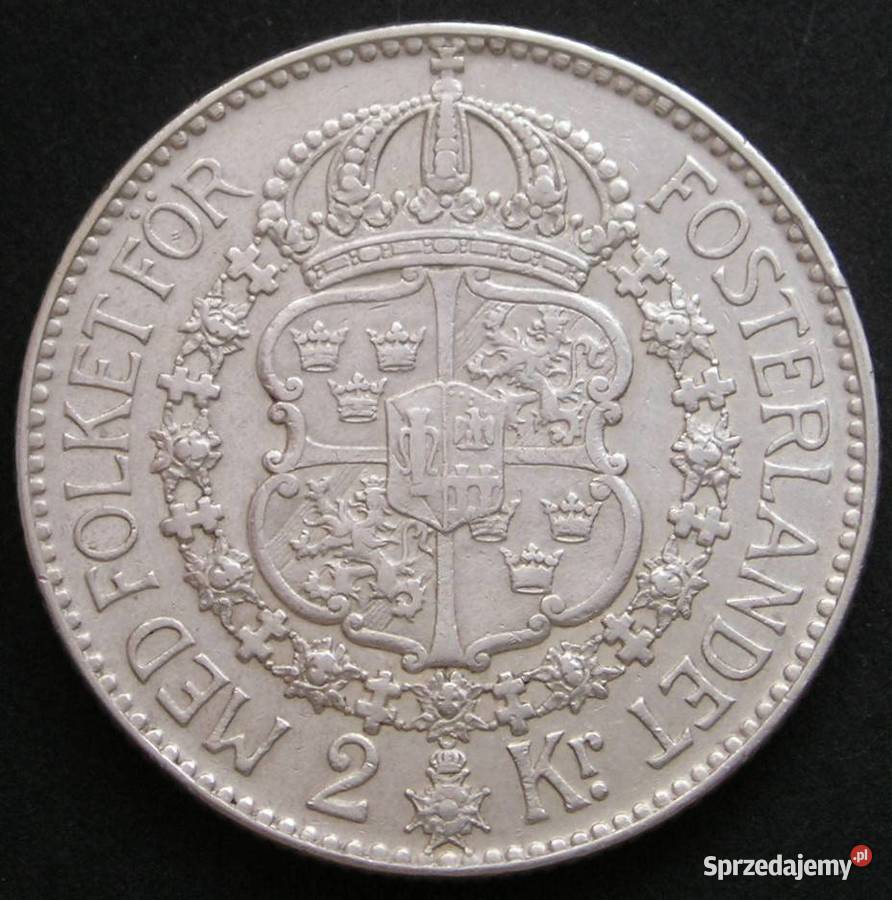 Szwecja 2 korony 1936 SREBRO Gustaw V stan 12 Łódź