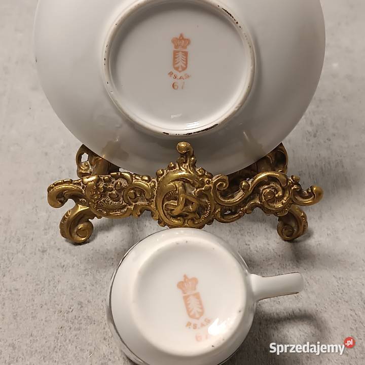 Schnwald Stara Kolekcjonerska Filiżanka Duet Porcelana i szkło Dobrzany