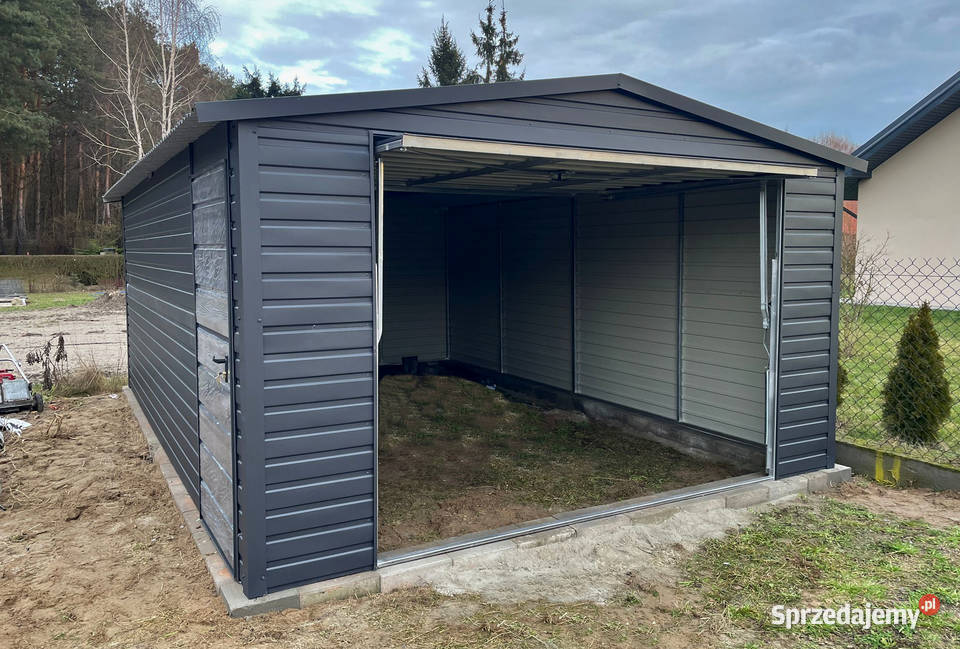 Garaż Blaszany 35x5 dwuspadowy ciemny grafit MAT