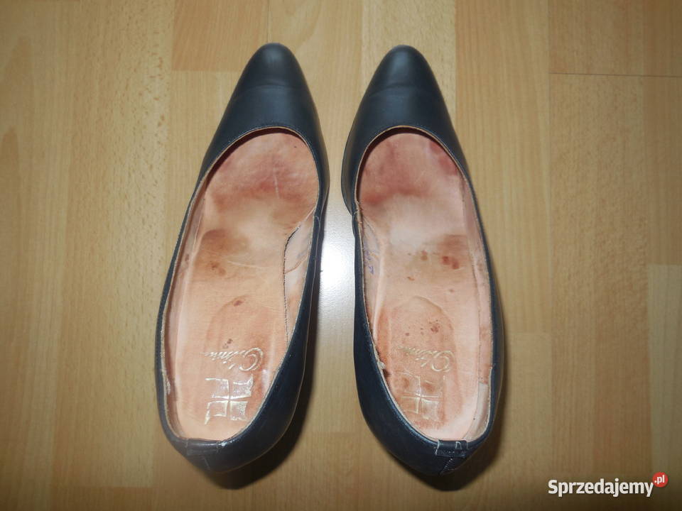 czółenka skórzane granatowe Łódź
