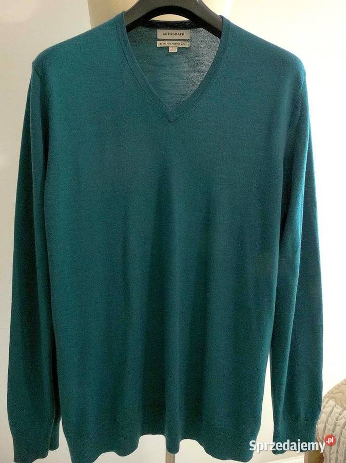 Sweter Męski Wełniany 100 Wełna Merino Fine Łomża