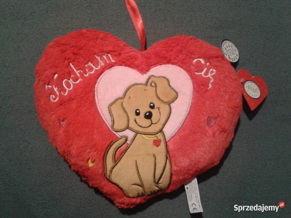 SERCE pluszowe czerwone z pieskiem z napisem Zabawne gadgety Wołczyn
