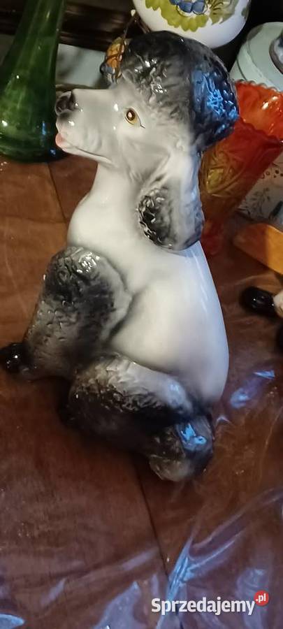 ceramika figura Pudla wysok 37 podstawa do ogona Figurki i rzeźby Poznań sprzedam