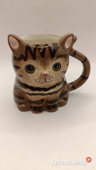 Kubek ceramiczny 3D pręgowany kot kotek