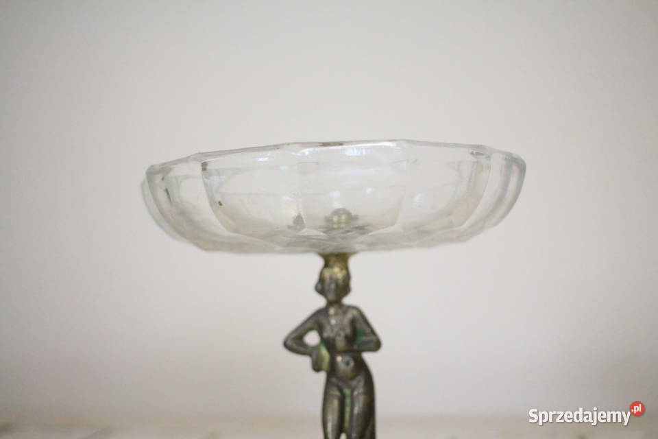 Piękna patera na mosiężnej nodze Ceramika i szkło Pszczyna