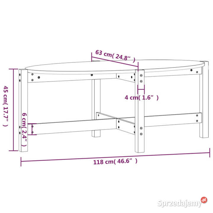 Stolik kawowy 118x63x45 lite drewno sosnowe Warszawa