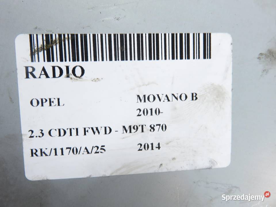 RADIO OPEL MOVANO B 2010 281154731R 281154731RA Radioodtwarzacze