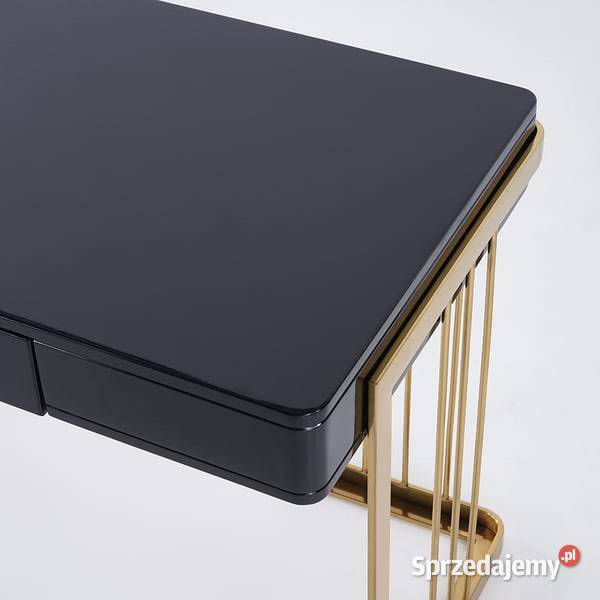 Nowoczesne czarne złote biurko ze stali Glamour