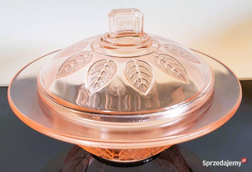 Wyjątkowa bomboniera prasowane szkło rozalinowe Kraków sprzedam