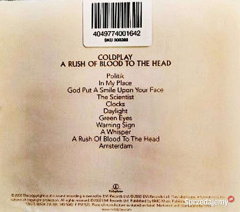 CD Nowa Album CD COLDPLAY A Rush Of Blood To The Dąbrowa Górnicza