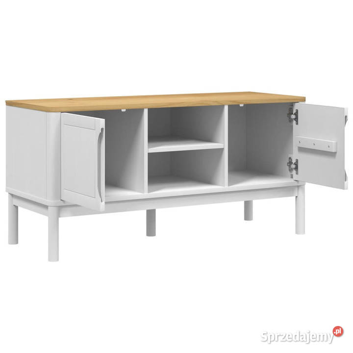 Szafka RTV FLORO biała 114x43x55 lite drewno