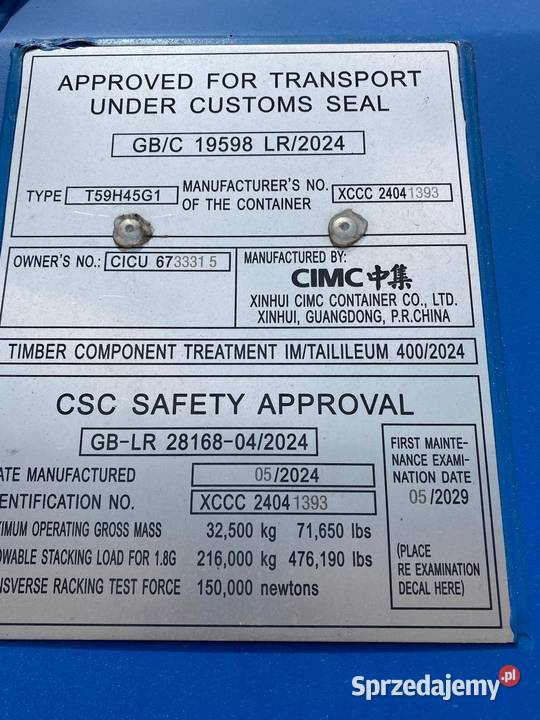 Kontener morski magazynowy 12m 40HC pomorskie Gdańsk
