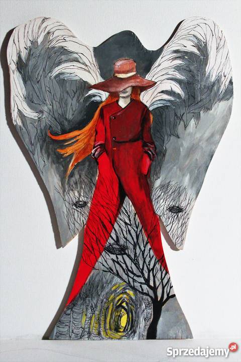 Obraz namalowany na drewnie Anioł przejścia Katowice