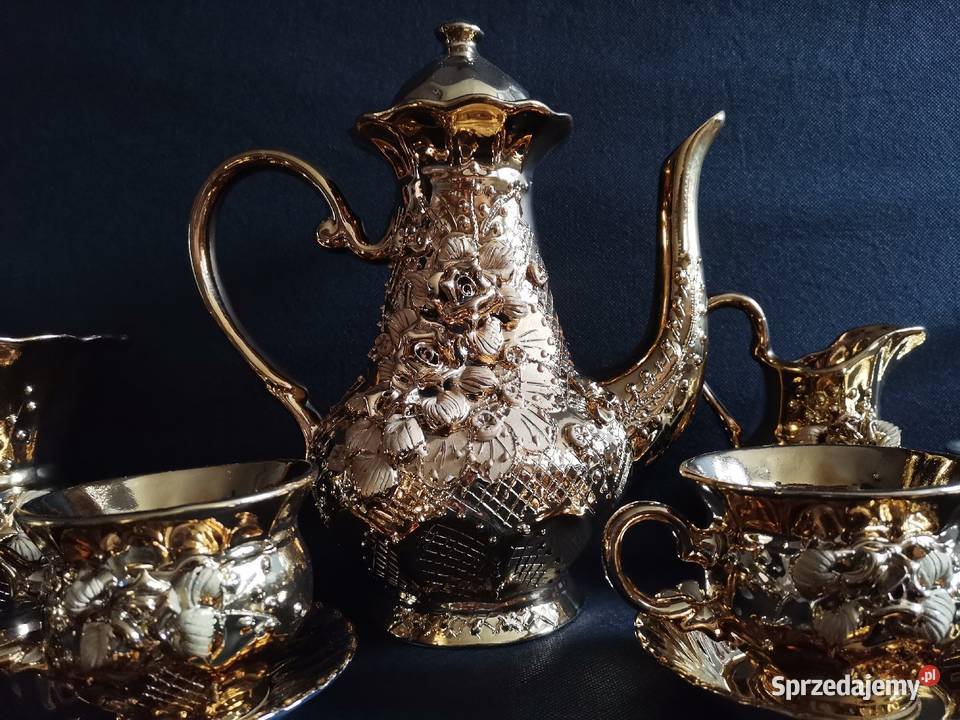 Stary złocony serwis kawowy porcelana Sumy Katowice