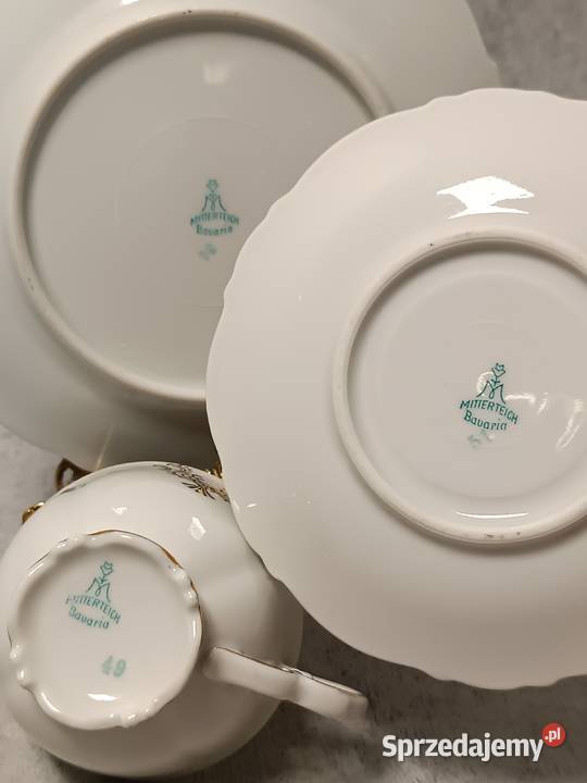 MITTERTEICH Bavaria Trio Filiżanka Zestaw Porcelana i szkło zachodniopomorskie Dobrzany
