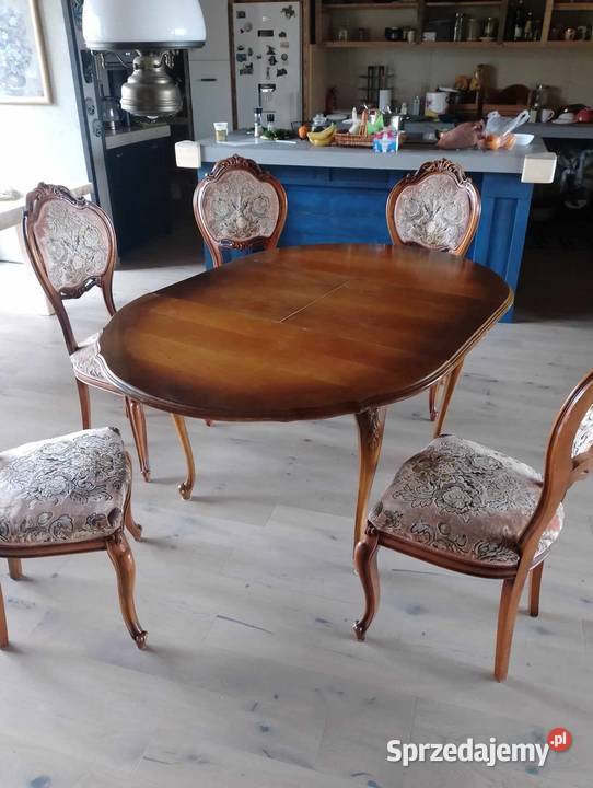 Ludwiki stół okrągły plus pięć krzeseł