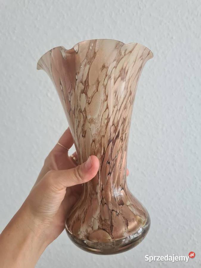 Kolorowy wazon zloty kolorowe szkło