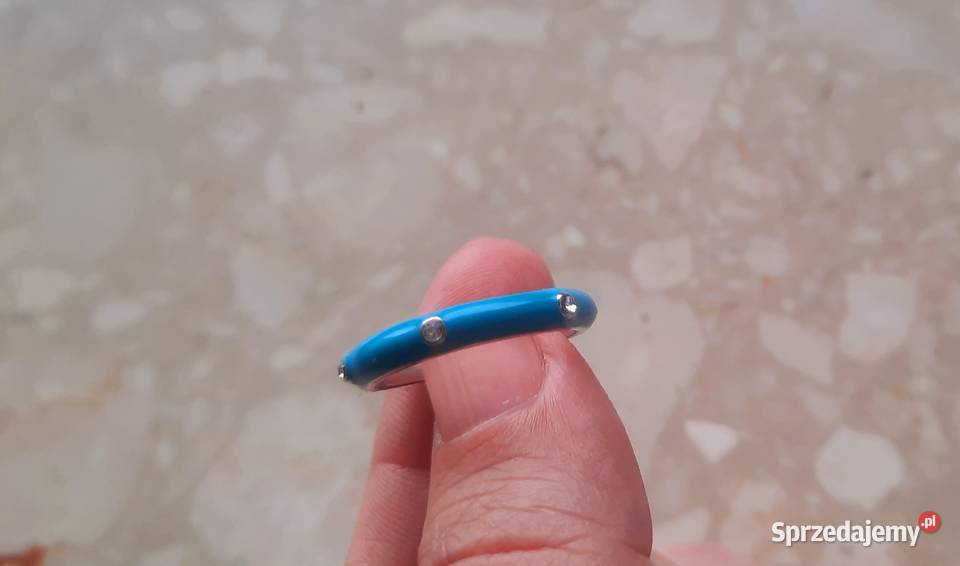 Nowy pierścionek obrączka posrebrzany z emalią i Pierścionki Pierścionki Gdańsk