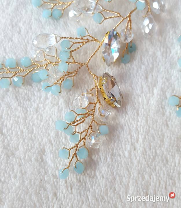 Ozdoba do włosów tiara koraliki błękitne Szczecin sprzedam