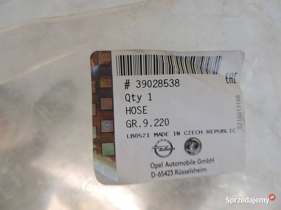 PRZEWÓD KLIMATYZACJI OPEL ZAFIRA C 39028538 NOWY