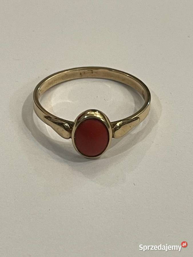 Złoty pierścionek z koralem złoto 14K rozmiar 20 Kraków