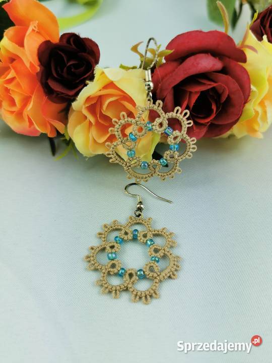 Kolczyki frywolitkowe Wiśniowa sprzedam