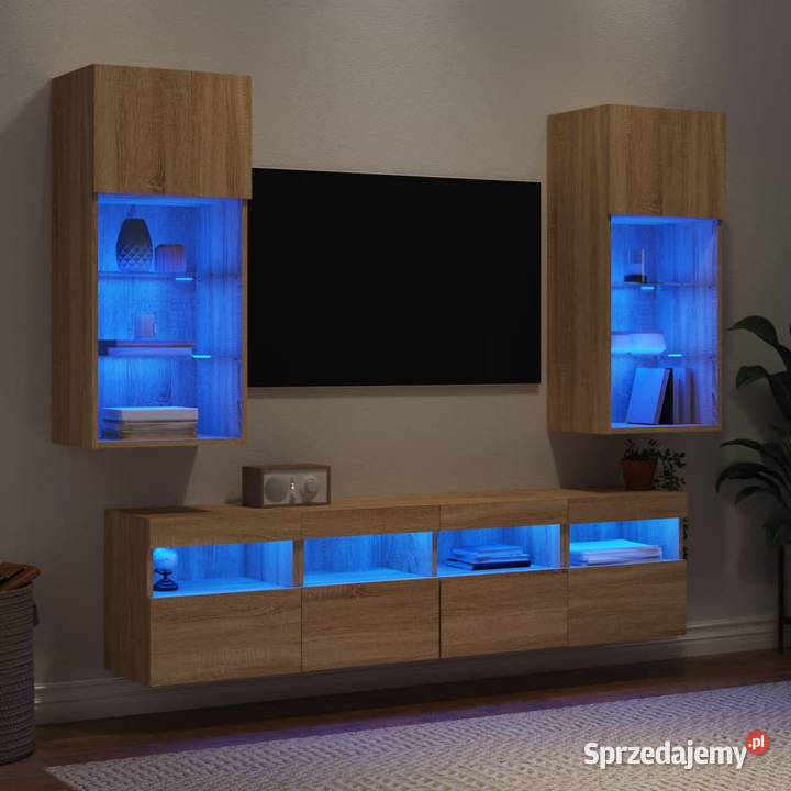 5częściowy zestaw mebli TV z LED dąb sonoma Warszawa
