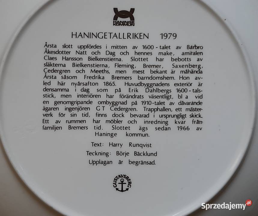 Talerz Gustavsberg Artysta Carin Adler Szwecja Gdańsk sprzedam