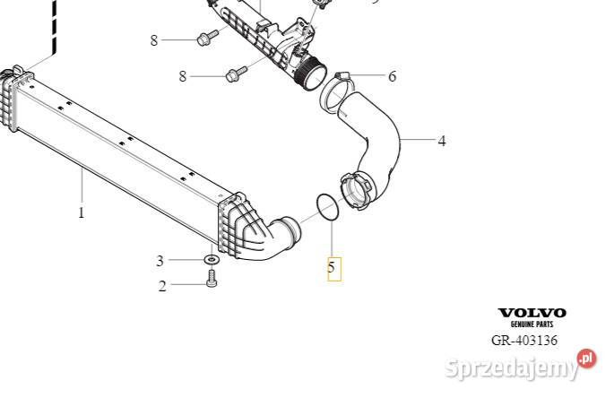 VOLVO V40 V40CC uszczelka oring intercoolera