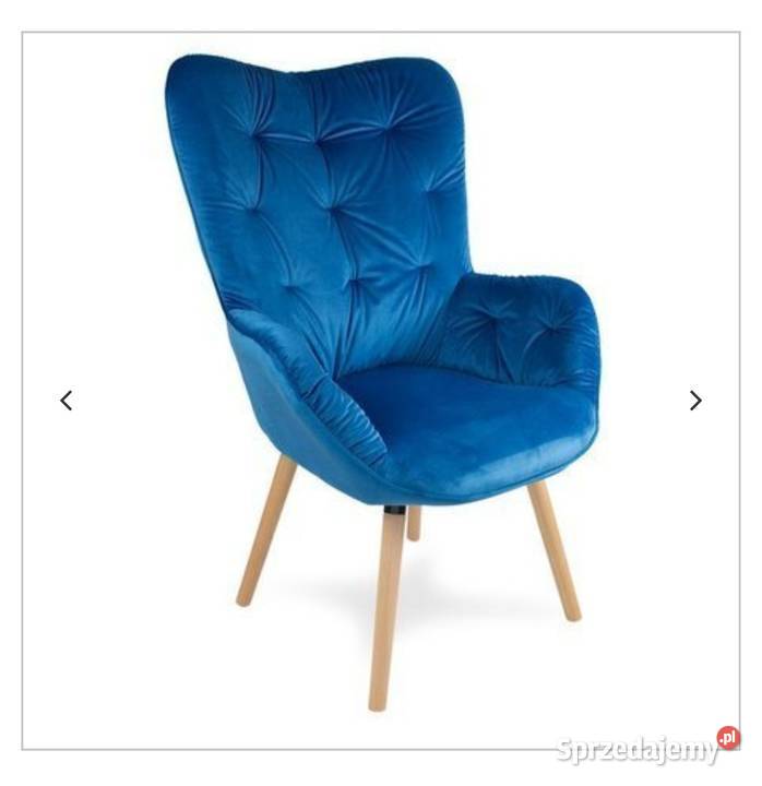 Fotel uszak z weluru pikowany niebieski Darmowa dostawa