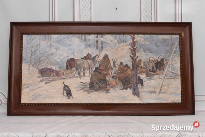 J Fałat Myśliwi na Polowaniu w Lesie Stary Duży Kraków