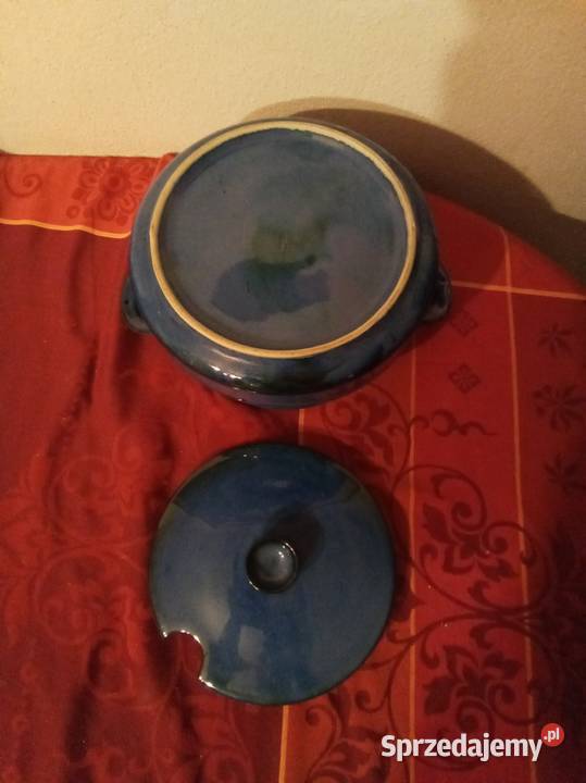 Waza na zupę niebieska z pokrywką PRL mazowieckie
