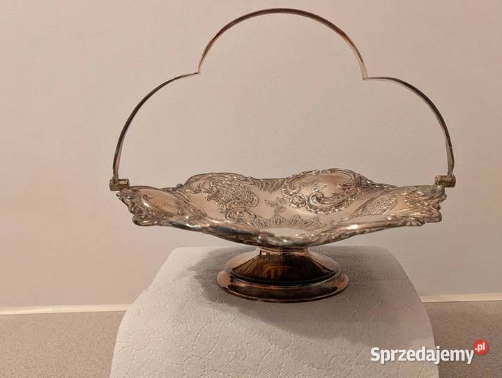 Kosz na owoce Mappin Webb z XIX wieku srebrzony Piła