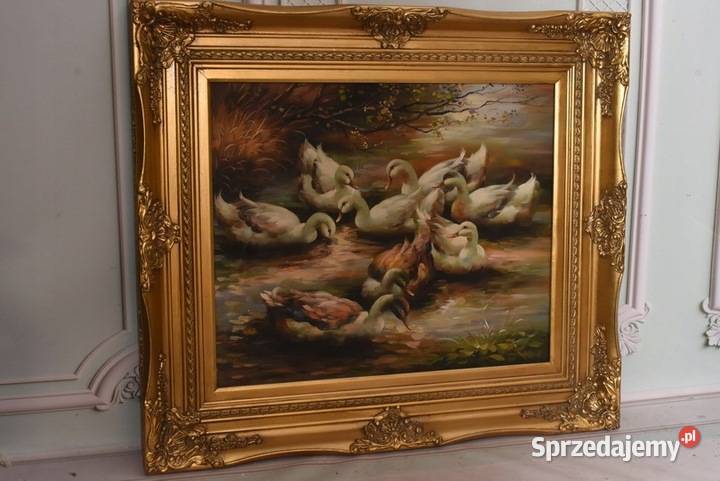 Rodzina Kaczek Kaczki Kaczka Złota Rama Obraz Kraków