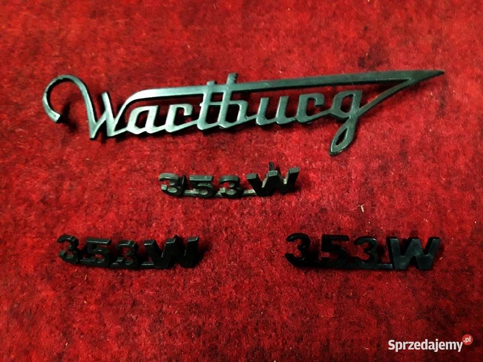 Wartburg emblematy napisy znaczki plastik czarne Piotrków Trybunalski