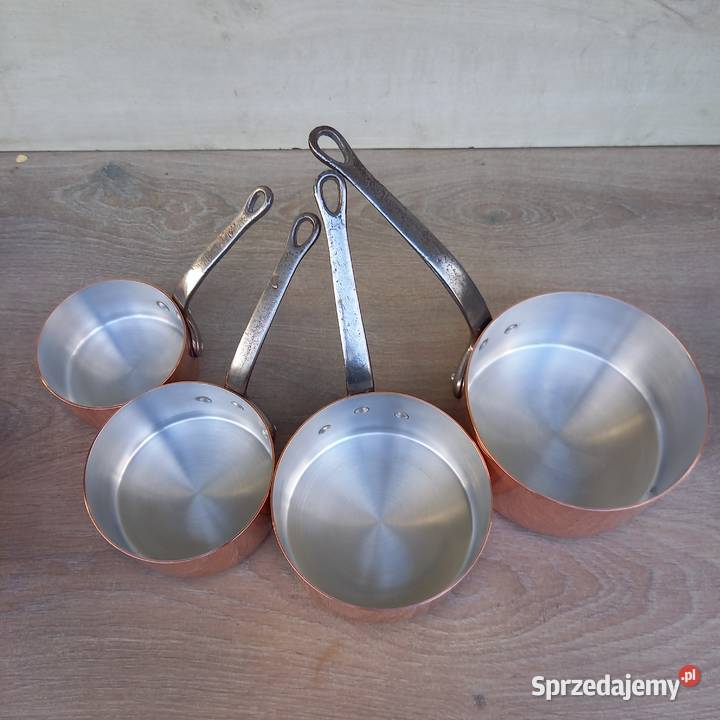 Miedziany garnek rondel komplet 4 grube dno Warszawa sprzedam