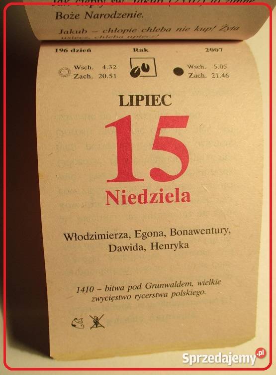 Kartka z kalendarza kartka data żdzierak łódzkie Łódź