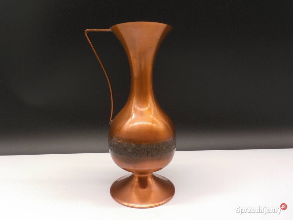 Stylowy Miedziany Wazon Dzban Porcelana i szkło