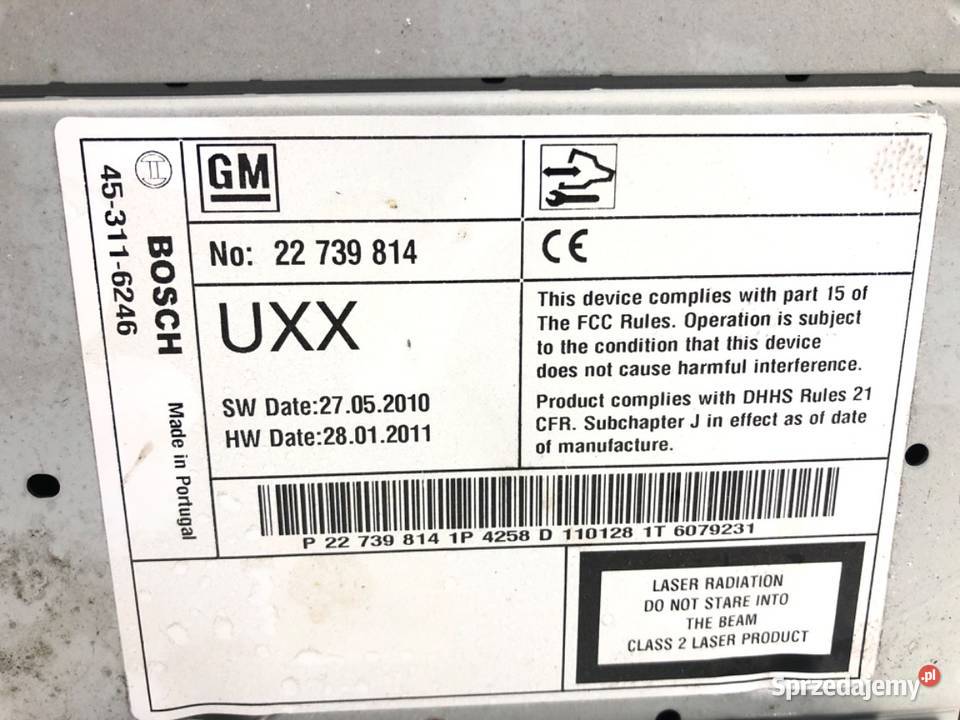 RADIO OPEL INSIGNIA A 22739814 0817 ODTWARZACZ sprzedam